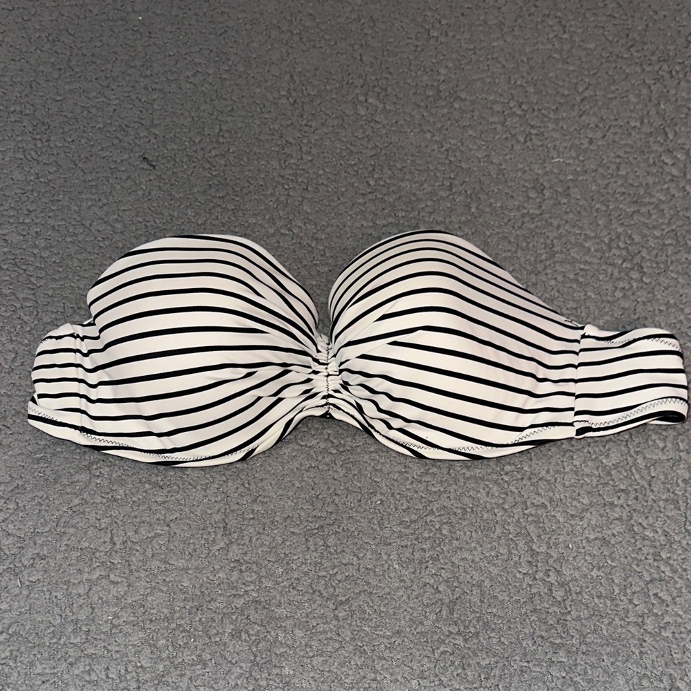 Victoria's Secret Black and White Striped Bikini Top